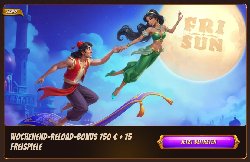AlaWin Casino Wochenend-Reload mit 750 Euro und 75 Freispielen