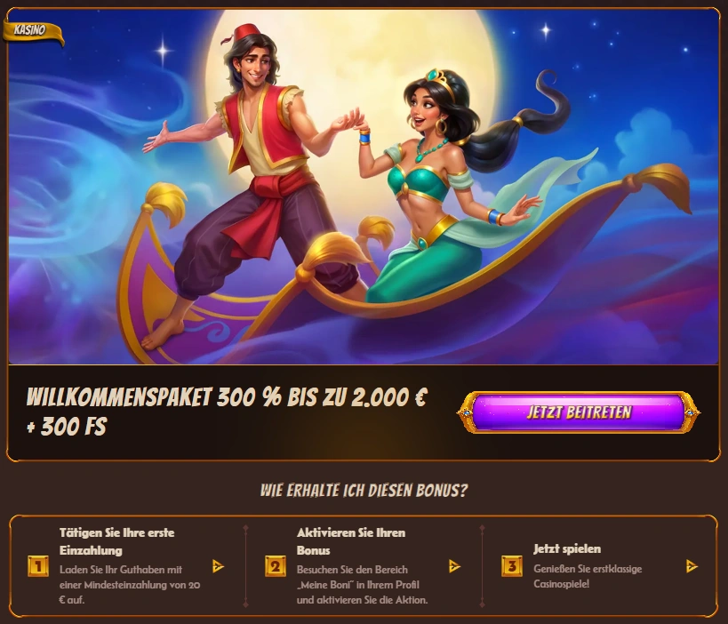 AlaWin Casino Willkommensbonus mit 300 Prozent bis zu 2.000 Euro und 300 Freispielen
