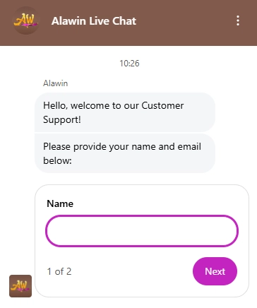 Live-Chat des AlaWin Casinos für den Kundensupport