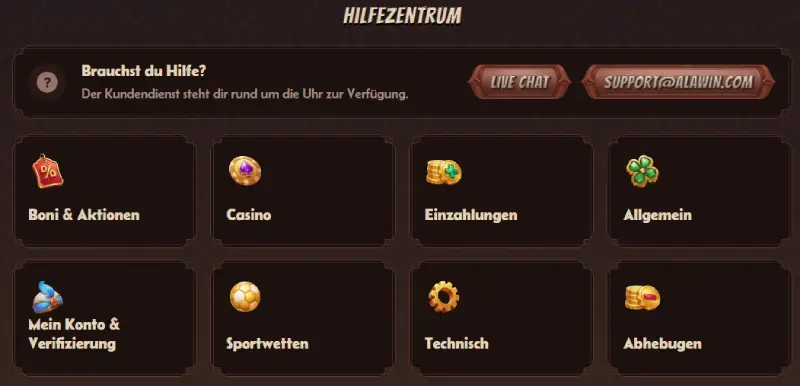 Alawin Casino Kundensupport